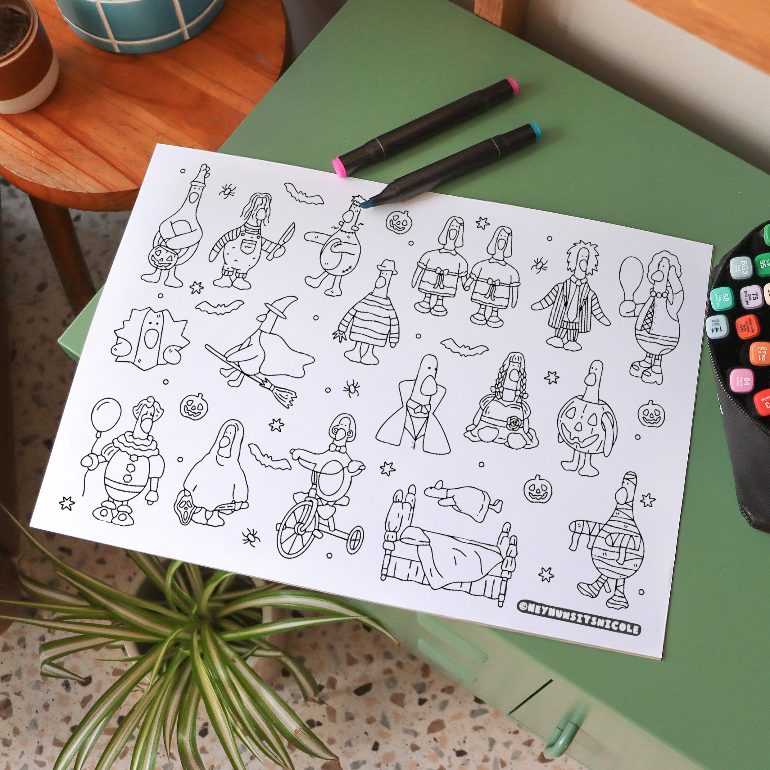 Spooky Chicken Colouring Sheet - Image 1